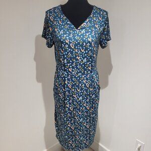 White Stuff Women's Short Sleeve Alice Jersey Midi Dress Size 12 Blue Casual NEW